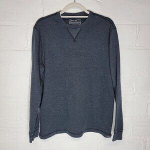 Eddie Bauer Men's Large Henley Shirt Blue Quartz Trail Thermal